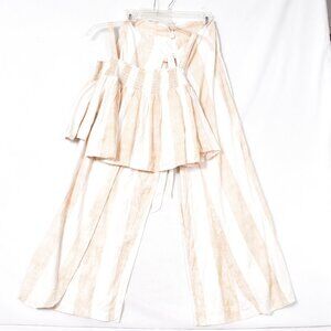 Shoreline Women's Pant Suit Size Small Tan & White Stripe Spring Summer